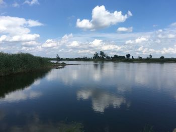 Scenic view of lake against sky