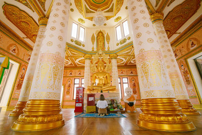 Low angle view of statues in building