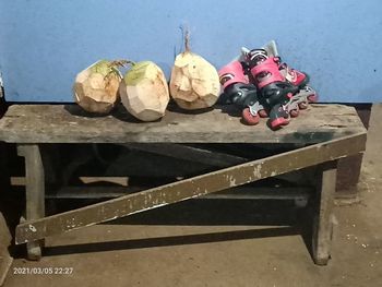 High angle view of fruits on table
