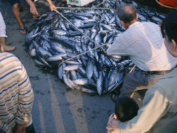 Fishermen with their catch