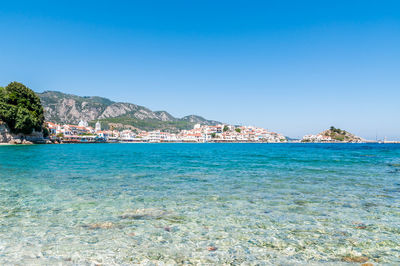 View of sea against blue sky