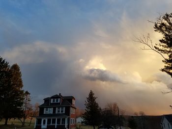 View of buildings against dramatic sky