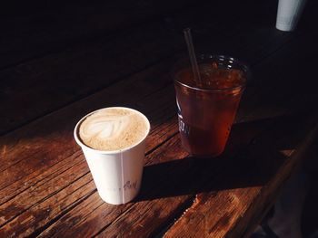 Close-up of coffee cup on table