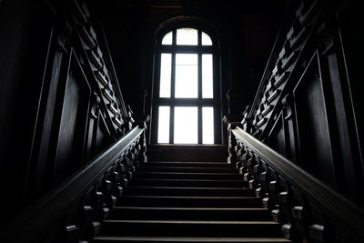 Low angle view of empty staircase in building