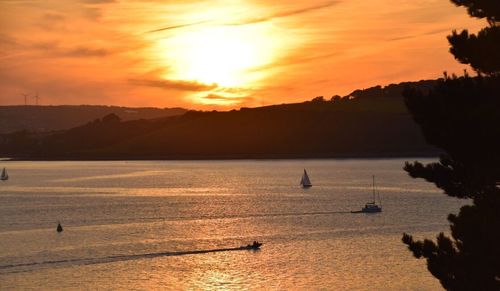 Scenic view of sea during sunset