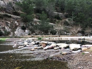 View of river flowing through rocks