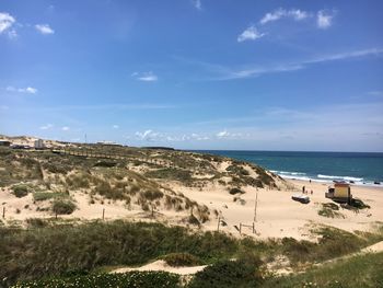 Scenic view of beach against sky