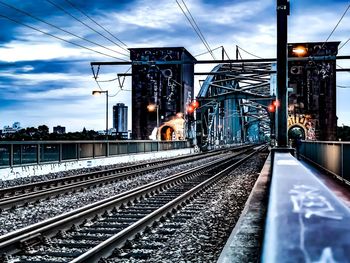 Train on railroad station platform against sky