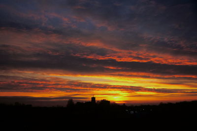 Scenic view of dramatic sky during sunset