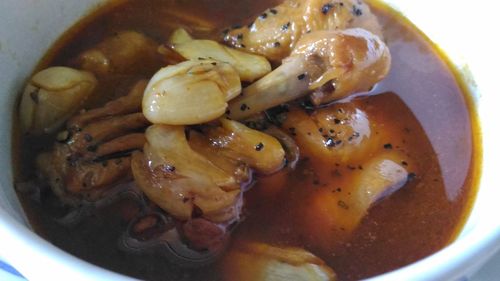 Close-up of served food in plate