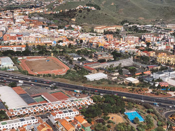 High angle shot of townscape