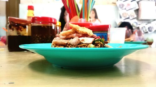 Close-up of served food in plate