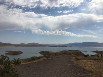 Scenic view of lake against sky