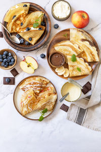 High angle view of food on table