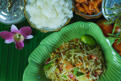 High angle view of salad in bowl