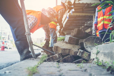 People working at construction site