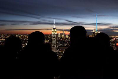 Silhouette of city at night