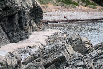 Rock formation in sea