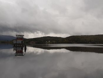 Scenic view of lake against sky
