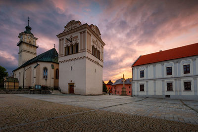 Town hall, gothic church and renaissance bell tower in spisska sobota.