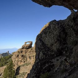 Scenic view of rocky mountains against clear sky