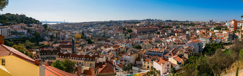 Panoramic view of town against sky