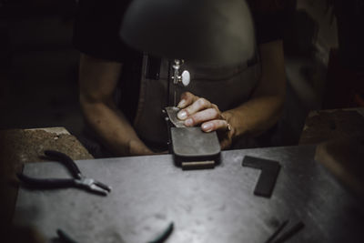 Man working on table