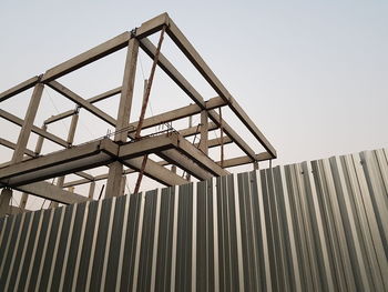 Low angle view of modern building against clear sky