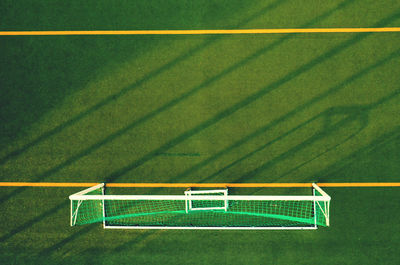 High angle view of soccer field