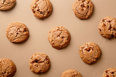 High angle view of cookies