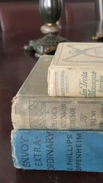 Close-up of book on table