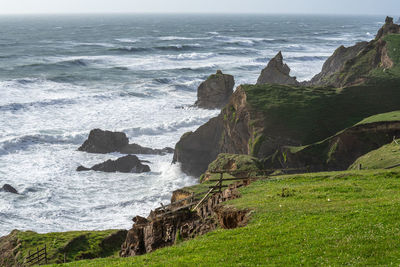 Scenic view of rocks on beach