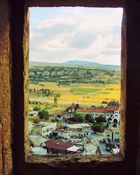 Landscape seen through window