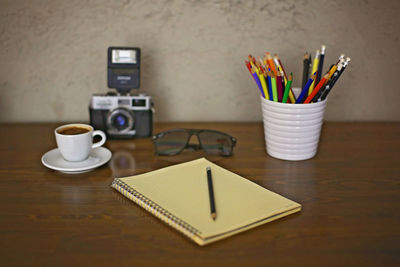 Coffee cups on table