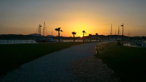 View of calm sea at sunset