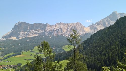 Scenic view of mountains against clear sky