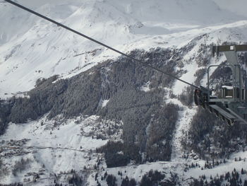 Scenic view of snow covered mountains