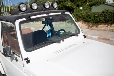 Mask hanging in car