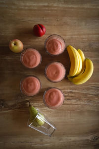 High angle view of fruits in jar on table