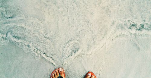 Low section of man on shore at beach