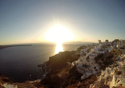 Scenic view of sea against sky at sunset