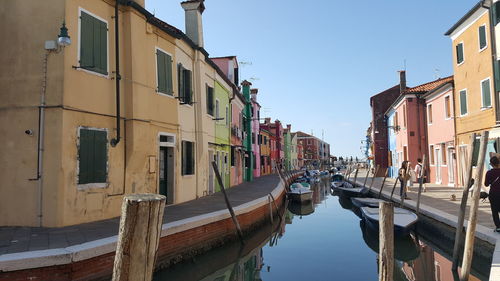 Panoramic view of canal amidst buildings against sky