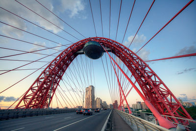 Low angle view of suspension bridge