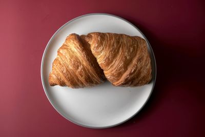 High angle view of bread in plate