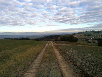 Scenic view of land against sky