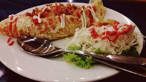 Close-up of food served in plate