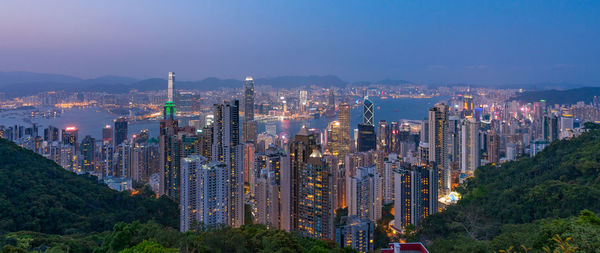 The hong kong skyline at night