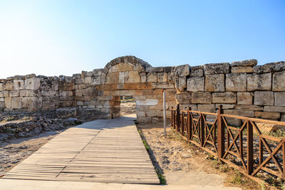 View of old ruins against clear sky