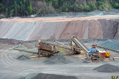 High angle view of coal mining machinery