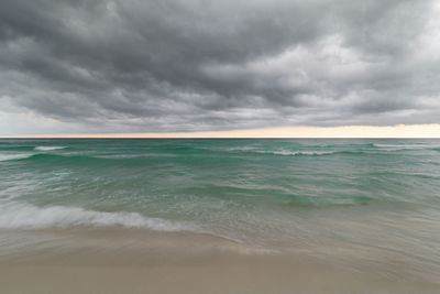 Scenic view of sea against cloudy sky